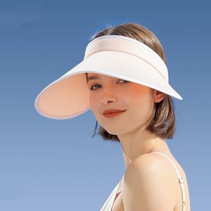 Ultra Wide Brim UV Protection Sun Hats Empty Top Female Summer Visor Outdoor Carry Antiperspirant Multicolor Cap Women240409