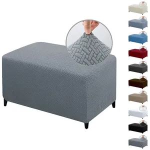 Stol täcker Jacauard Elastic Ottoman Cover Stretch Rectangle Foot Pall All-Inclusive Foot Rest Foot Stool Fall för vardagsrum