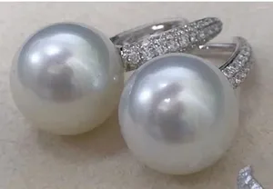 Orecchini per borchie doppie perle splendide Giappone Akoya Round 11-12mm White Pearl 925s