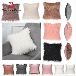 Yastık İskandinav Uzun Saç Peluş Hug Modern Yastık Kılıfı Kapak Kürk Katı 45CMX45cm Noel