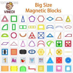 Magneter Magnetic Toys Vinedi Big Size Magnetic Designer Construction Set Model Building Toy Magnet Magnetic Blocks Pedagogiska leksaker för barn 240409