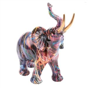 Dekorativa plattor nordiska målning graffiti elefant skulptur figur färgglad konst staty kreativ harts djurdekor c