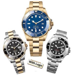 Mens Watch 44mm Sea-Dweller Movement Watches 고품질 딥 블루 다이얼 Sapphire 스테인레스 스틸 방수 조정 버클 클래식 럭셔리 버즈 시계