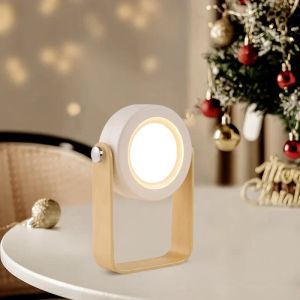 Creative Wooden Handle Telescopic Folding Led Touch Lamp Charging Night Light Reading Portable Lantern Lamp Home Beside Lamp