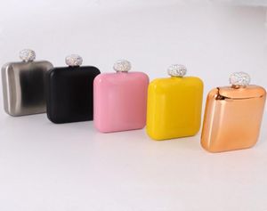 5oz Diamond Hip Flasks Stainless Steel Flagon With Rhinestone lid Cover Mini Hip Flask Round Wine Pot Flask Wine Bottle3729153