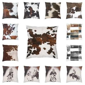 Pillow Luxury Faux Fur Cowhide Texture Throw Case 45 45cm Decor Home Animal Hide Skin Pattern Cover Velvet Pillowcover