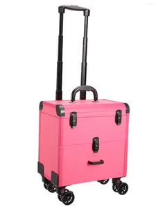 Suitcases Embroidery Toolbox Beauty Nail Eyelashes Make-up Case Storage Mute Spinner Wheels Cosmetic Trolley Suitcase