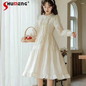 Casual Dresses Japanese College Style Chinese Long-Sleeved Dress Female Spring Autumn Students Sweet Cute Long Vestidos De Mujer