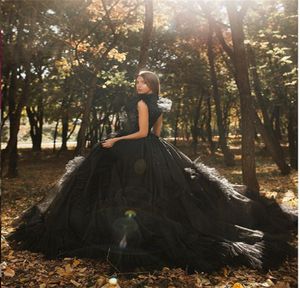 Black Tulle Prom Gown with Detachable Overskirt Evening Dresse Prom Dress Formal Evening Gowns Vestidos De Festa4563685