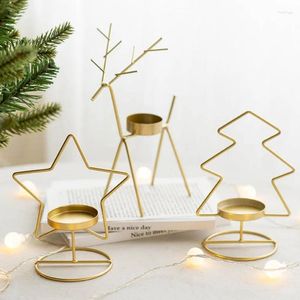 Candle Holders Navidad Christmas Decor do domu żelazne drzewo Xmas Creative Elk Metal Holder Candlestick Decoration Ozdoby ozdoby do dekoracji