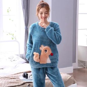 Abbigliamento da casa Jinuo Design Animali a forma di cartone animato donna inverno e autunno corallo polare in pigiama in pigiama set femmina morbida