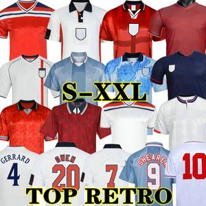 Beckham 2002 Inghilterra Owen Retro Keegan Lampard Soccer Jerseys Casa Away 1982 1994 Rooney Gascoigne Gerrard 1998 England Camicia da calcio classica McDermott