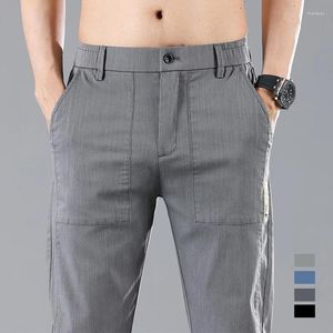 Erkek pantolon 4 renk ince rahat marka ince pantolon düz iş pamuklu erkek moda streç gri pantolon