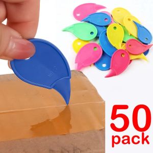 1-50 st plastsäkerhetsskärare Portable Box Opener Knife Mini Safety Blade Package Tape Paper Cutter Tool For Home Office Use