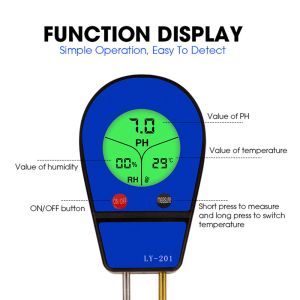 3 в 1 почвенном pH -метра влажность температура pH тестер влажность солнечный сад цветы влажный детектор