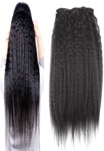 Clip in Human Hair Extensions Natural Brazilian Remy Hair Kinky Straight Clipins 10pcs 100G coarse yaki clip in human hair extens1880463