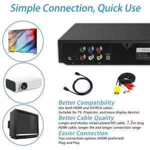 DVD Player VCD CD-DISCS Máquina de jogador multimídia AV-Output com controle remoto Av-Cable
