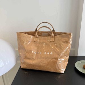 Liten Fashion Dupont Paper Bag Women Pendlare stor kapacitet Kraft Paper Handbag Shopping Bag Trend 240415