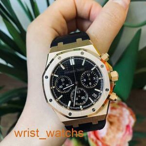 Коллекция AP Frist Watch Collection Royal Oak Series 26240OR Rose Gold Black Belt Mens Mens Fashion Leisure Business Sports Back Transparent Mechanical Watch