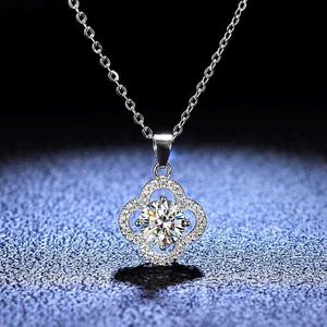 Necklaces Strands Strings Sterling 1 Mosan Diamond Necklace Womens Fashion Clover Flower New Sier Pendant Clavicle Chain