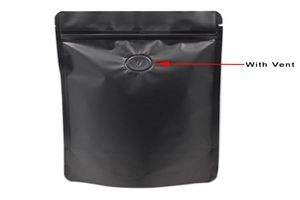 20pcslot 1523cm Stand Up Aluminium Foil Ziplock Pack Bag Matt Svart Pure Mylar Valve Bag Heat tätning med luft Evakueringsventil6494815