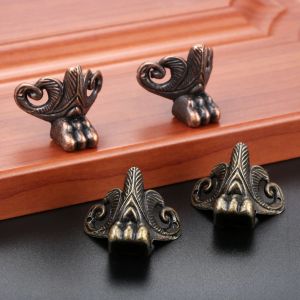 4pcs/Set Animal Neats Corner Decor W/Wint Vintage Jewelry Wood Box Edge Cover Cover Guard Antique Bronze Red Old Kink