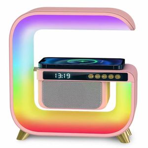 Smart RBG Atmosphere Light Flash Mobile Phone Wireless Charging 10W G Creative Bluetooth Speaker Bedside Night Lamp 360 Surround Pulse Loudspeaker Xmas Gift