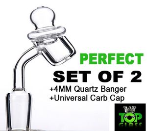 Toller Set von 2 45 Grad 4mm Quarz Banger -Nagel mit klarem Gelenkuniversal im Stauungsstil Quarz Carb Cap für DAB Oil Rigs5433718