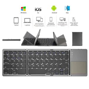 Klavyeler Yeni Mini Katlanır Teclado iPad Android Windows için BluetoothCompatible Klavye iOS Telefon Tablet Kablosuz Kablosuz Dokunmatik Çarşamba