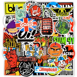 Peles 100pc Retro Rock Band Music Stickers Cool Vinyl Stick to Diy Luggage Skateboard Laptop Capacete para MacBook iPad Pro Cover Decal