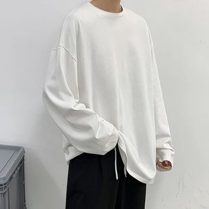 Loose Sweatshirts Men Solid T Shirt Neutral Streetwear Fashion Women Korean Clothes Cotton Pullover Long Sleeve Tshirts Man 240401