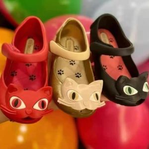 أحذية رياضية 2022 Mini Melissa Beach Sandals New Summer Cute Cat Jelly Shoes Girls Nonslip Kids Toddler Shoes Kids Girls