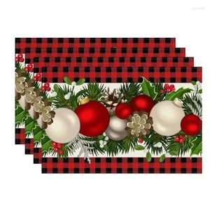 Table Mats Party Pads Xmas Placemats Trees Print Supplies Linen Christmas 2024 Snowmen Dining 30 45cm