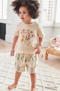 Giyim setleri% 100 pamuklu çocuk giyim takım elbise bebek çocuk kızlar çiçekler kısa kollu tişört pantolon pantolon kıyafetler bebek kız giysileri setleri