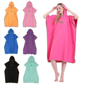 Beach Towel Poncho Microfiber Quick Changing Diving Lightweight Suit Wetsuit Robe Poncho Towel with Hood Surf Poncho for Swimmi