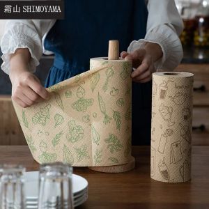 Shimoyama bambu fiber pappershandduk återanvändbar lat trasa våt och torr kök rengöringduk stark absorberande diskduk skurning