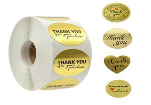 500pcs Thank You for Supporting My Business Kraft Stickers with Gold Foil Round Labels Sticker for Small Shop Handmade Sticker Go2362657