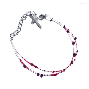 Braccialetti di fascino Bracciale rosso Bracciale goccia doppia/singolo strato regolabile per le donne accessori per gioielli 57bd