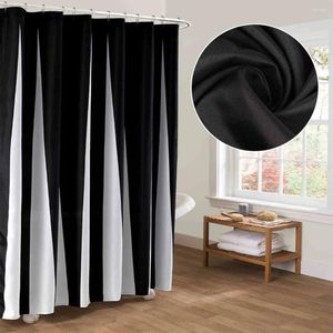 Cortinas de chuveiro jx-lclyl blackwhite cortina de cortina decoração de banheiro à prova d'água de poliéster