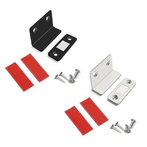 L-shaped Invisible Magnetic Door Catch Drawer Magnet Catch for Close Sliding Door Cabinet Cupboard with Mounting Screws Adhesive