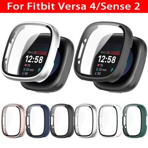 Protetor de tela de capa completa para fitbit versa 4 case hard PC PC Protective Tempered Glass All-Loound para Fitbit Sense 2