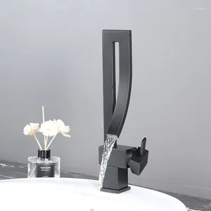 Torneiras de pia do banheiro Misturador de luxo Misturado Montado e elegante Bacia quadrada de latão FAUCET FA-12504