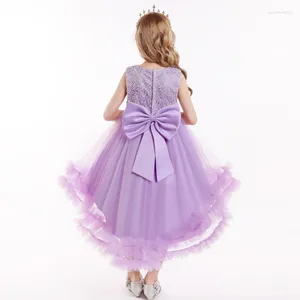 Vestidos de menina Purple Wedding Summer Girls Birthday Gift Dress Kids for Children Fantaspume Lace Princesa Party Christmas