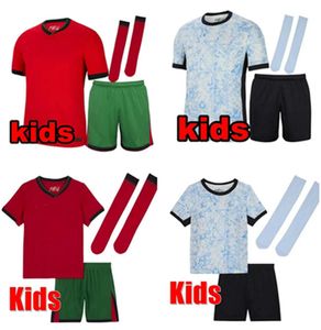 2024 Jerseys de futebol de Portugal Ruben Neves Joao Felix Bernardo Bruno Ronaldo Fernandes Portugieser 2024 25 Portuguete Futebol camisa Kit Kit Conjuntos de kits