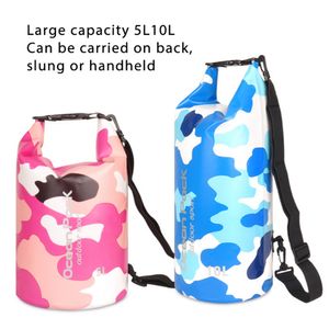 3L 5L 10L 20L Tamanhos Padrão de camuflagem Impermeável bolsa seca pacote de pacote de pacote nadando rafting kayaking rio Trekking flutuante vela