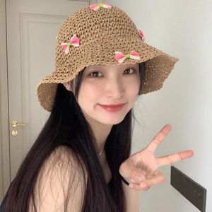 ワイドブリム帽子韓国語バージョン夏旅行ビッグイーブストロー織り日焼け止め帽子女性弓折りたたみ式サンシェードスイートドームバケツキャップ