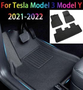 Fullt omgiven specialfotkudde för 20202022 Tesla Model 3y Waterproof Nonslip Floor Mat Car Modified Accessories Mat H2204154312769