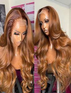 Spitzenperücken Luvin Ingwer braun orange vorderes menschliches Haar für schwarze Frau Highlight Body Wave Honey Blonde Frontal Wig5776394