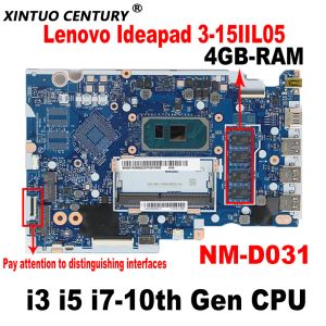 Anakart NMD031 Lenovo IdeaPad 315IIL05 Dizüstü Bilgisayar I3 I5 I710th Gen CPU 4GB RAM DDR4'ü% 100 Test İşi