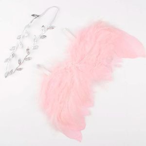 Fuzzy-Feder Angel Wings Stirnband Set für Baby Cosplay Girls Kostümfotografie Weiße Engel Federn Flügel-Outfit Requisiten